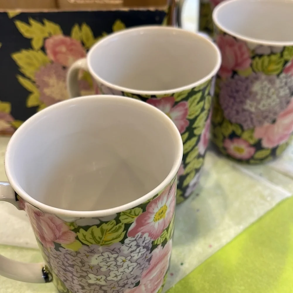Made in Japan cups by Seymour Mann Inc, Lilac Time fine china, in original box.